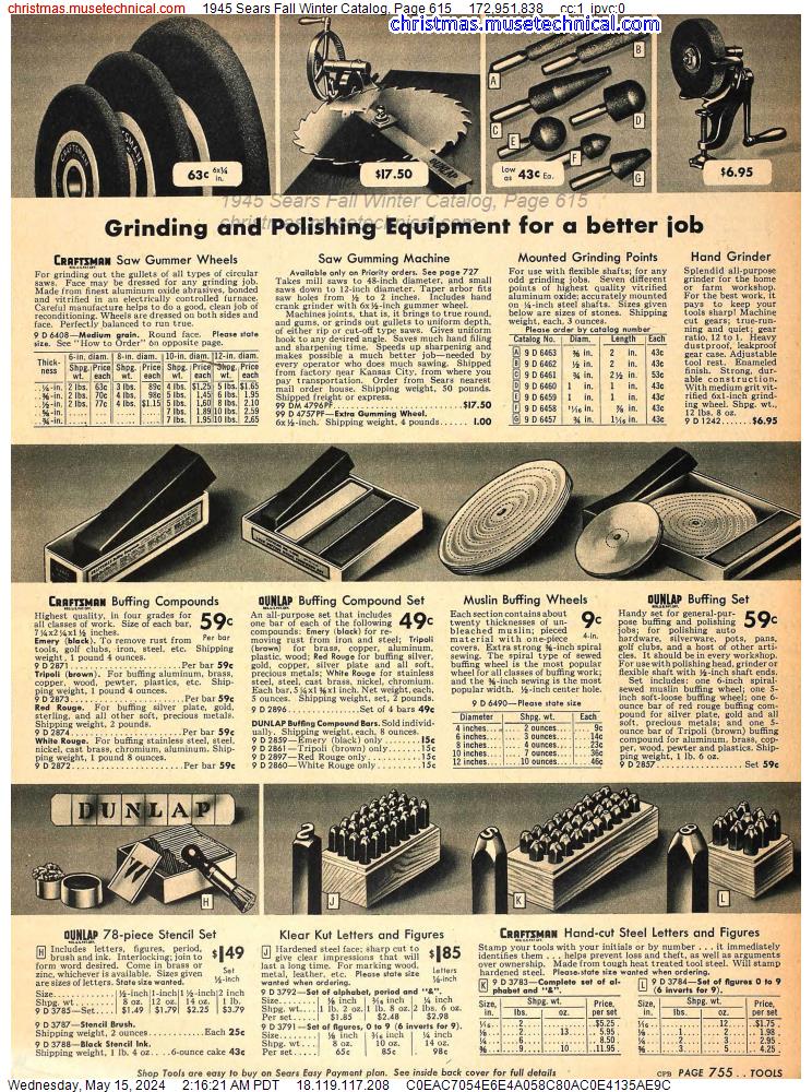 1945 Sears Fall Winter Catalog, Page 615