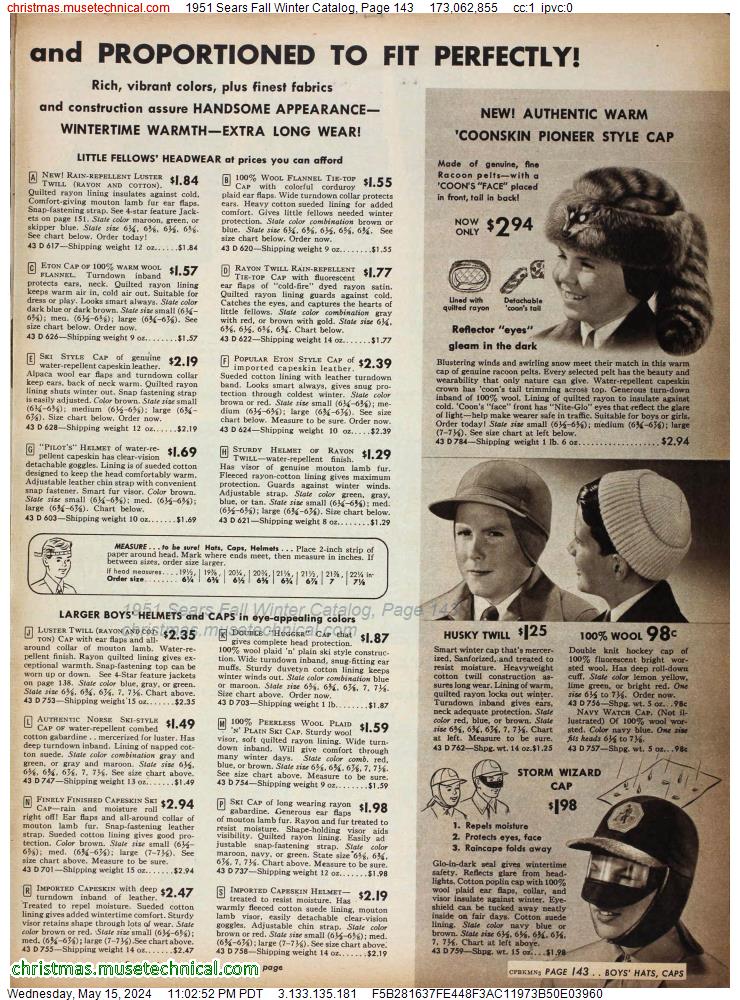 1951 Sears Fall Winter Catalog, Page 143