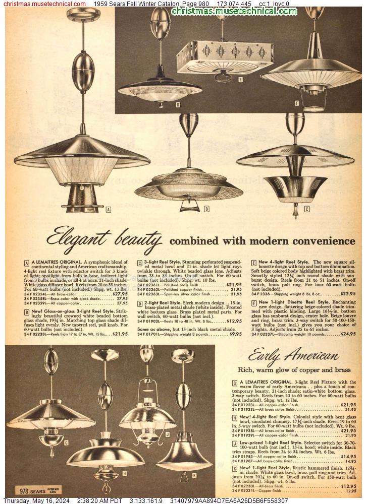 1959 Sears Fall Winter Catalog, Page 980