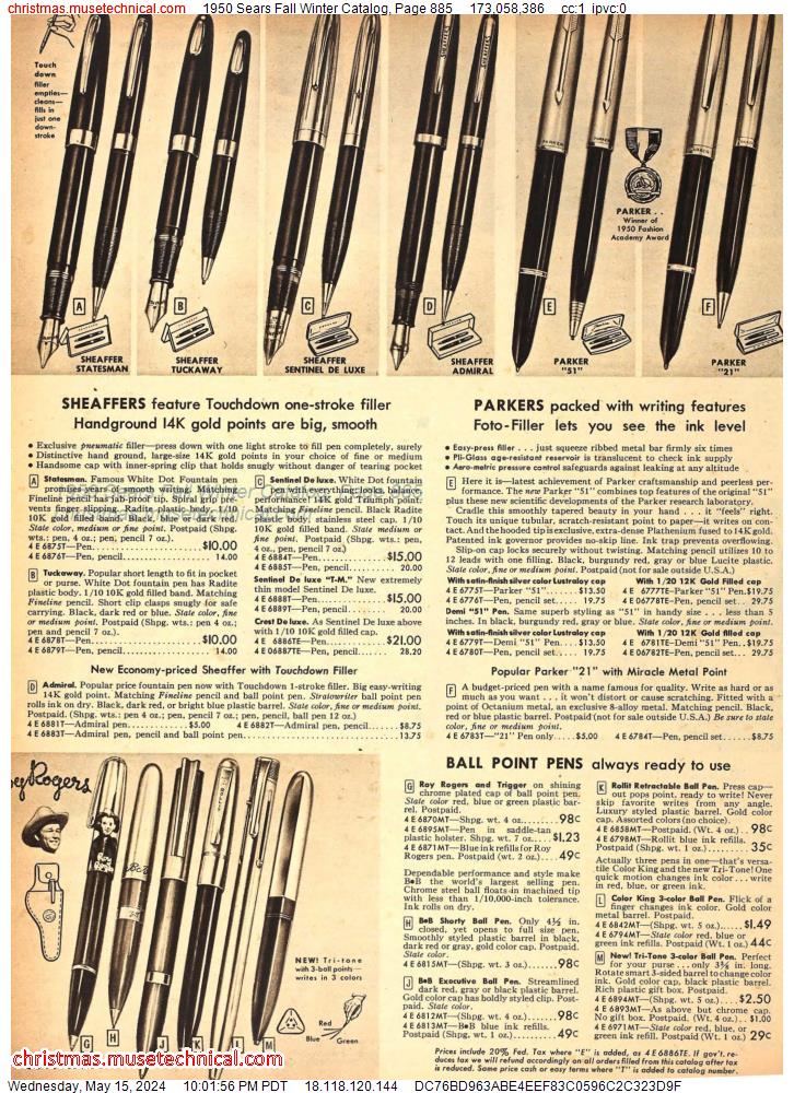 1950 Sears Fall Winter Catalog, Page 885