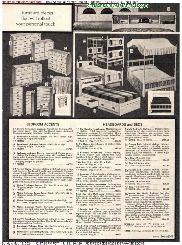1973 Sears Fall Winter Catalog, Page 951