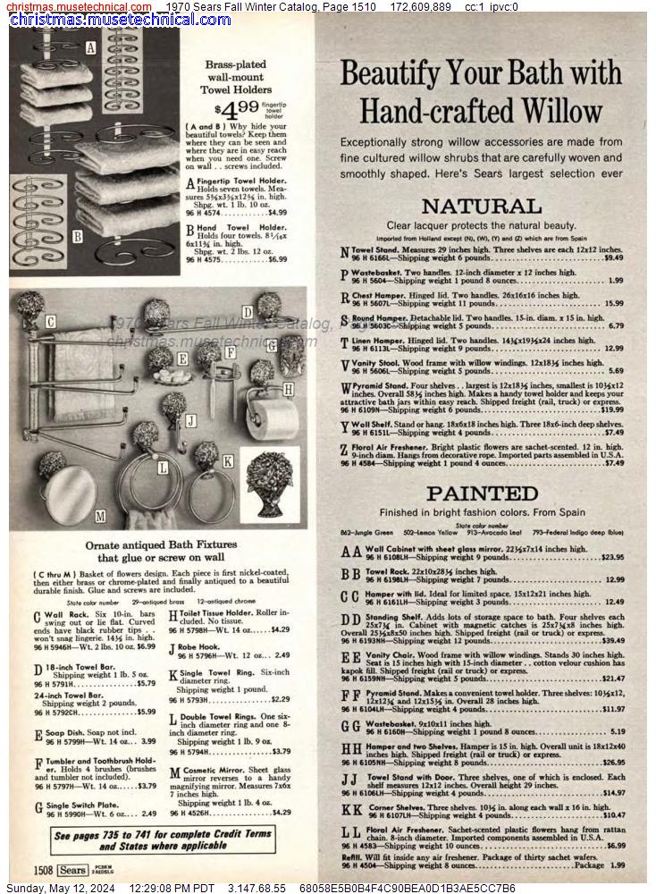 1970 Sears Fall Winter Catalog, Page 1510