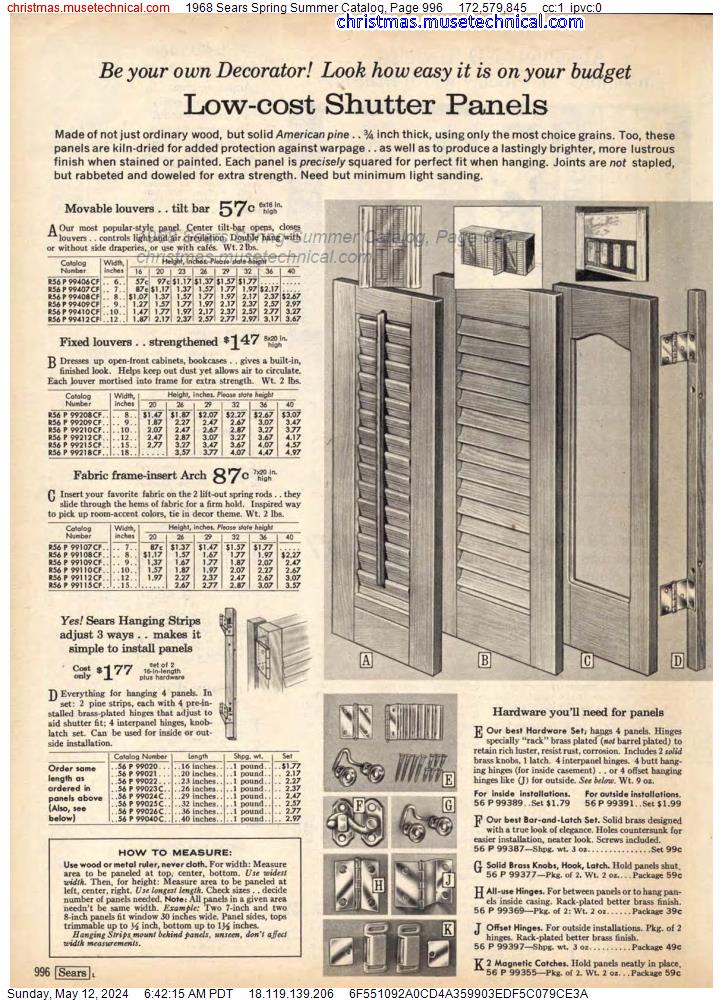 1968 Sears Spring Summer Catalog, Page 996