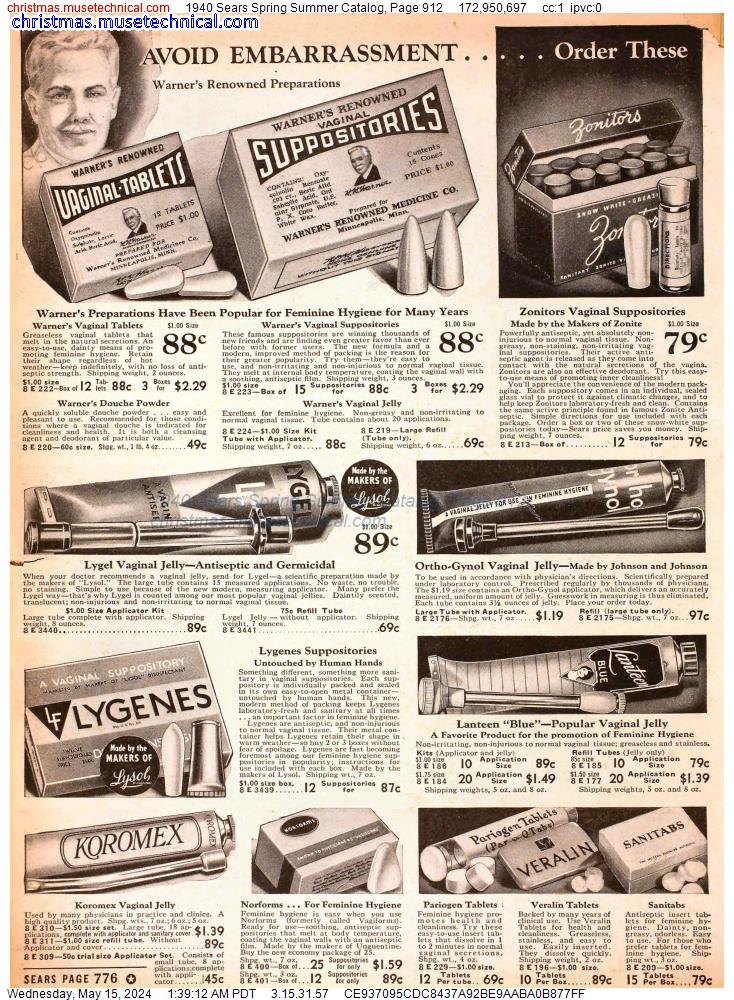 1940 Sears Spring Summer Catalog, Page 912
