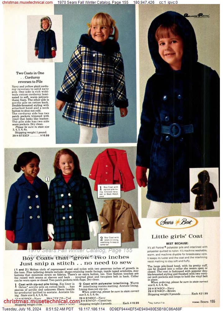 1970 Sears Fall Winter Catalog, Page 155