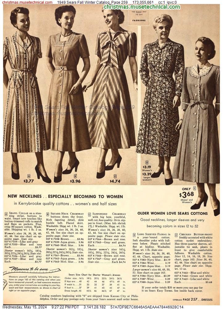 1949 Sears Fall Winter Catalog, Page 259
