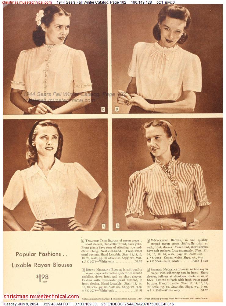 1944 Sears Fall Winter Catalog, Page 102