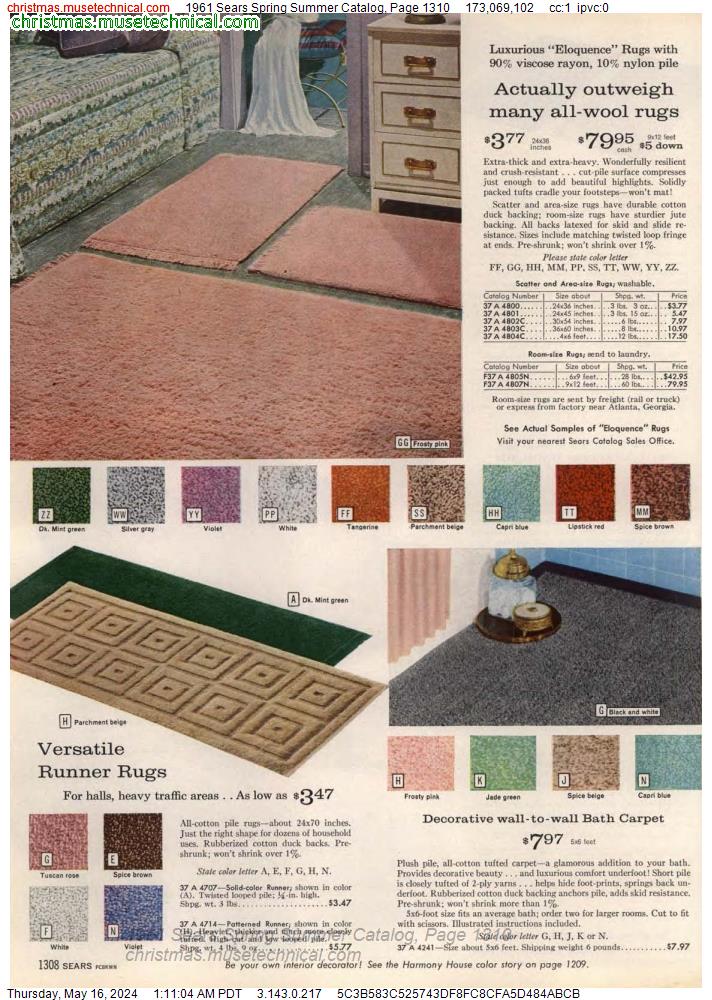 1961 Sears Spring Summer Catalog, Page 1310