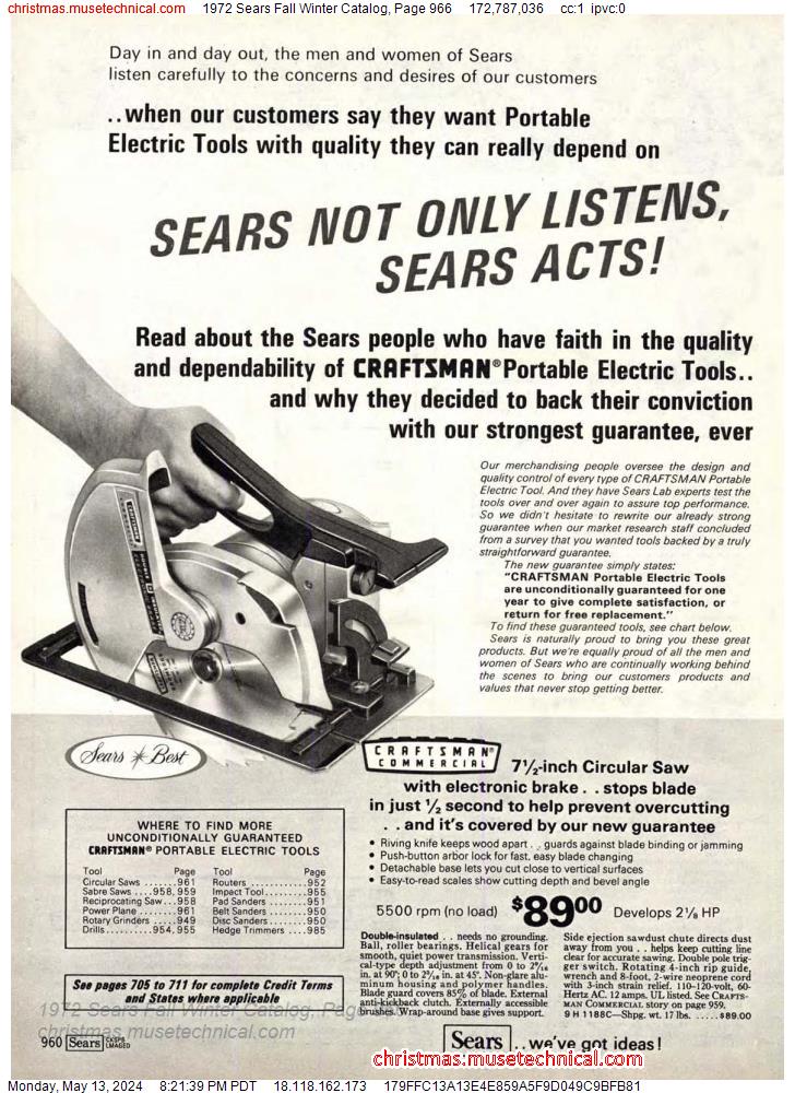 1972 Sears Fall Winter Catalog, Page 966