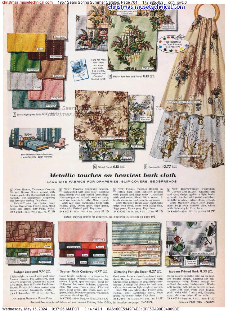 1957 Sears Spring Summer Catalog, Page 704
