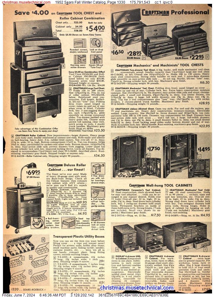 1952 Sears Fall Winter Catalog, Page 1330