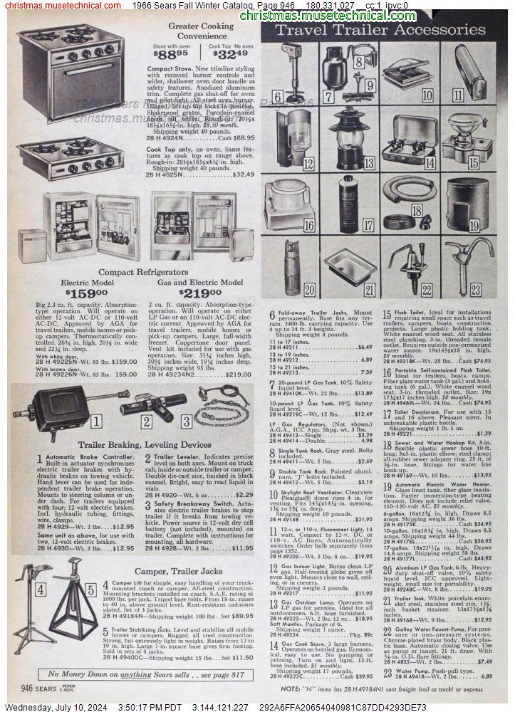 1966 Sears Fall Winter Catalog, Page 946