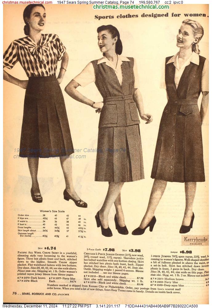 1947 Sears Spring Summer Catalog, Page 74