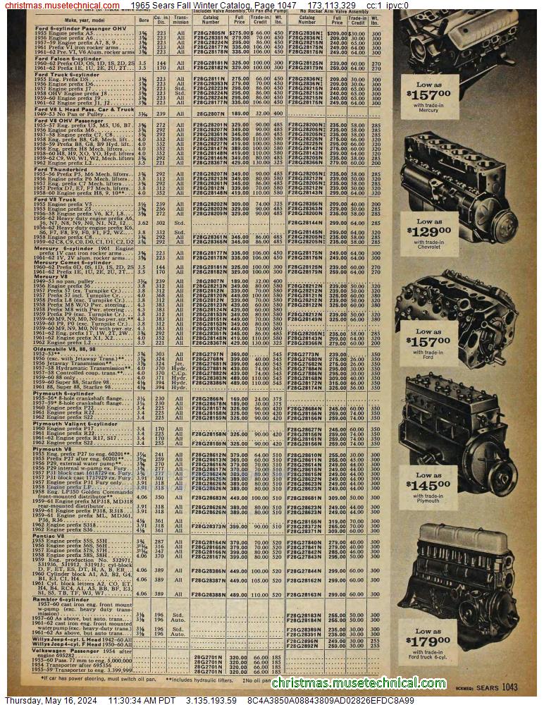 1965 Sears Fall Winter Catalog, Page 1047