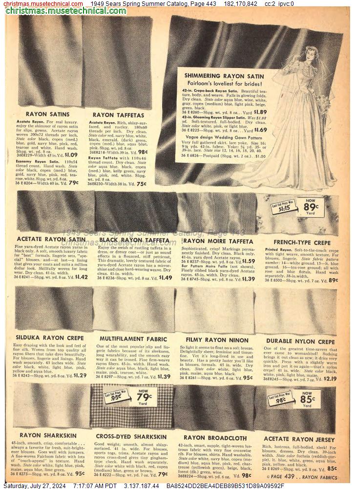 1949 Sears Spring Summer Catalog, Page 443