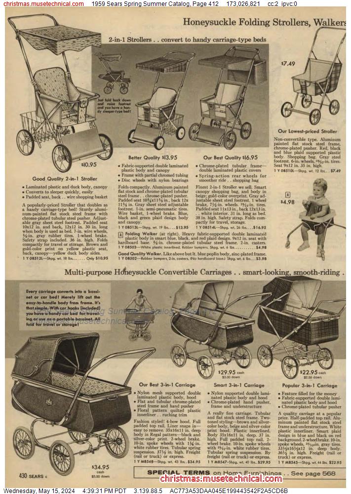 1959 Sears Spring Summer Catalog, Page 412