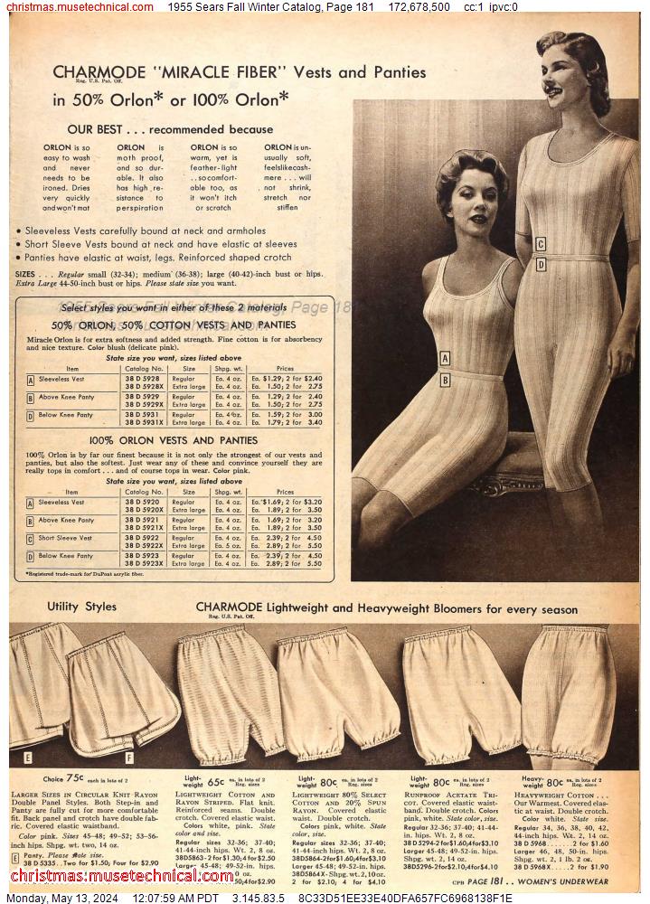 1955 Sears Fall Winter Catalog, Page 181
