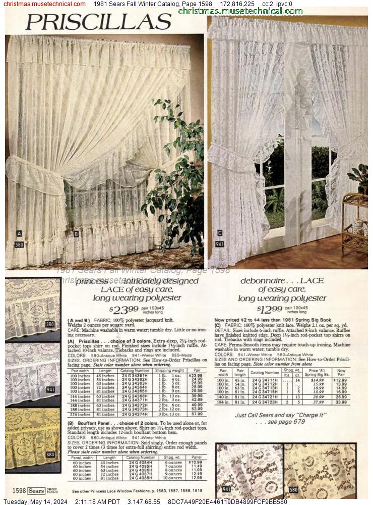 1981 Sears Fall Winter Catalog, Page 1598