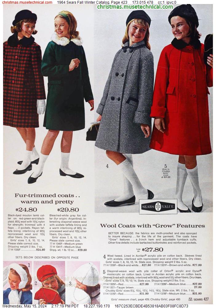 1964 Sears Fall Winter Catalog, Page 423