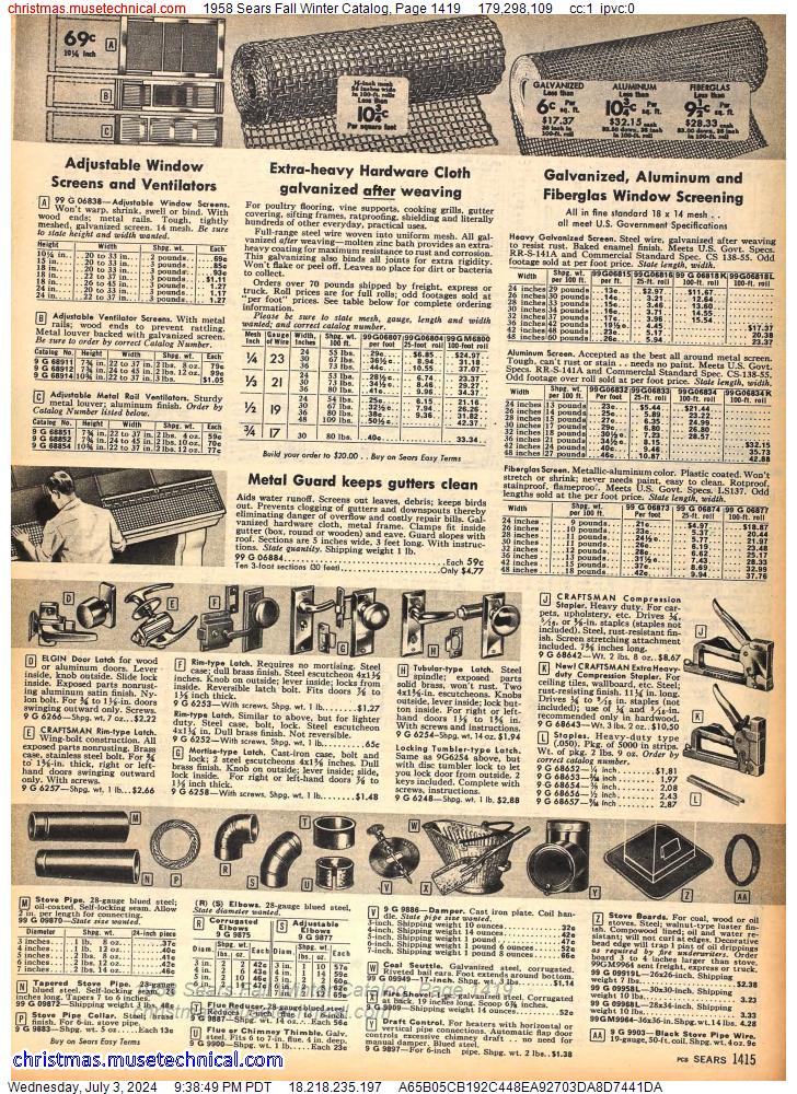 1958 Sears Fall Winter Catalog, Page 1419