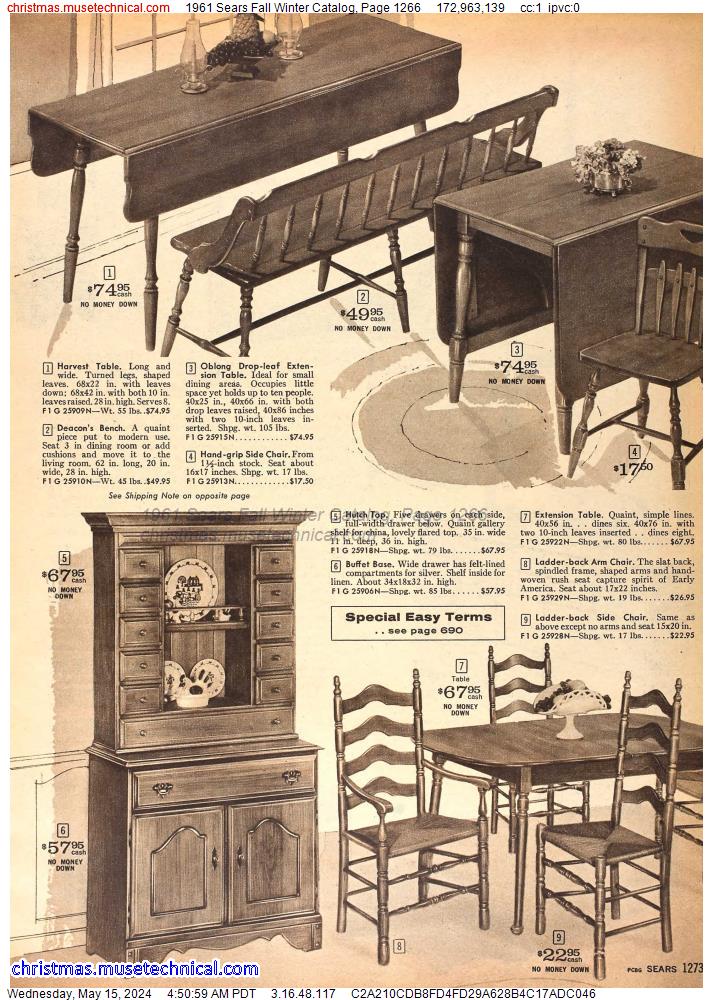 1961 Sears Fall Winter Catalog, Page 1266