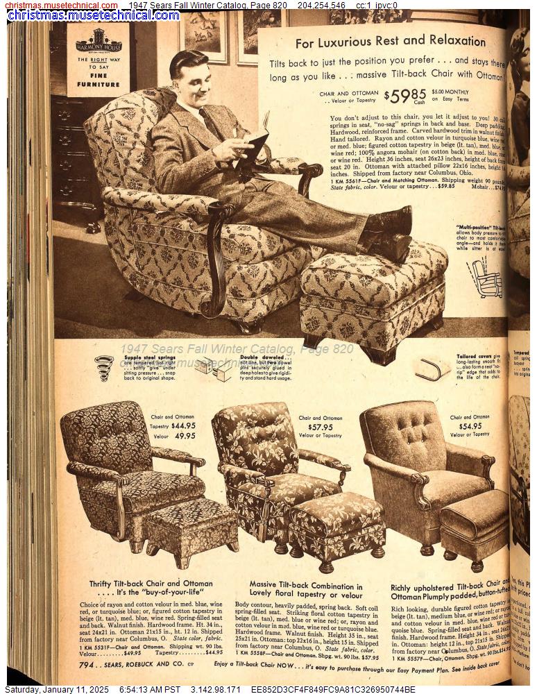 1947 Sears Fall Winter Catalog, Page 820