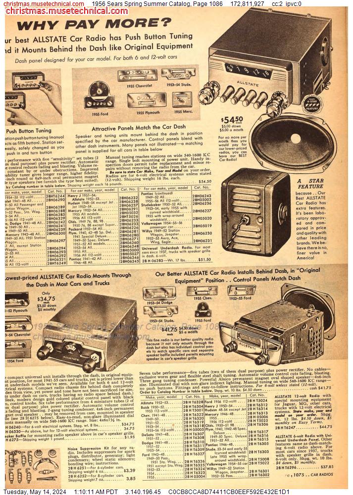 1956 Sears Spring Summer Catalog, Page 1086