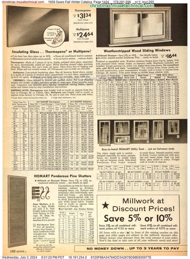 1959 Sears Fall Winter Catalog, Page 1404