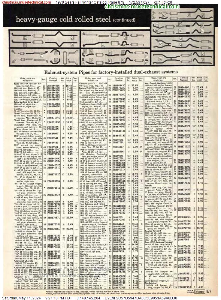 1970 Sears Fall Winter Catalog, Page 879