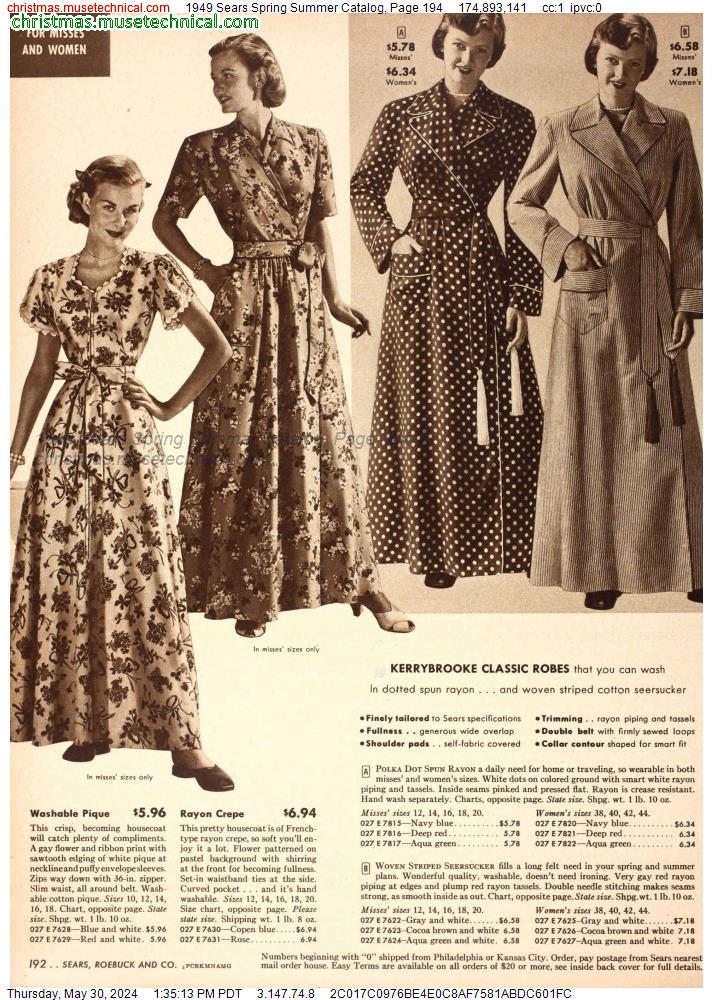 1949 Sears Spring Summer Catalog, Page 194