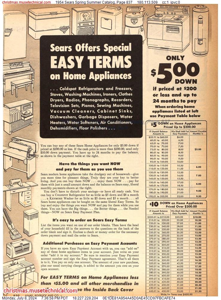 1954 Sears Spring Summer Catalog, Page 837