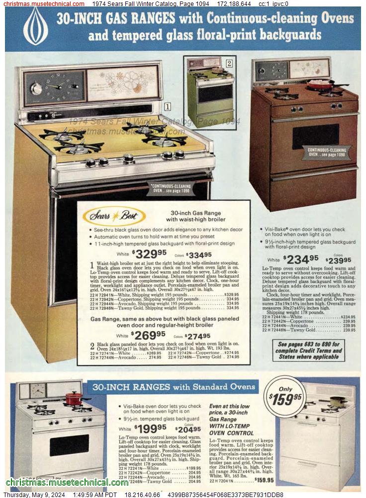 1974 Sears Fall Winter Catalog, Page 1094