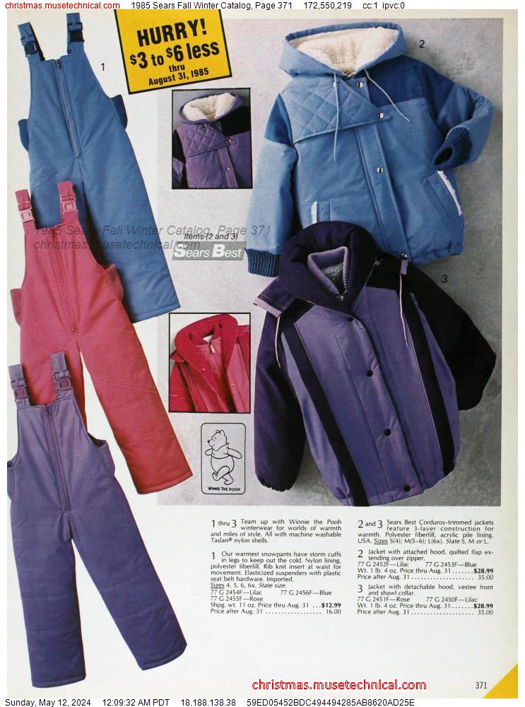 1985 Sears Fall Winter Catalog, Page 371