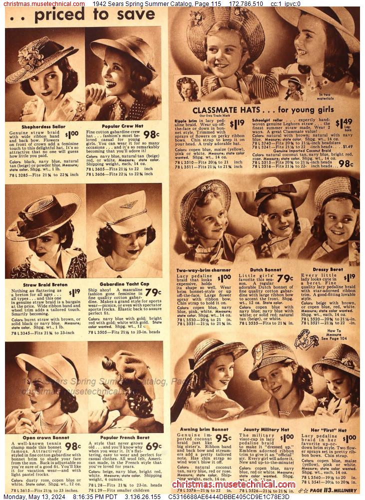 1942 Sears Spring Summer Catalog, Page 115