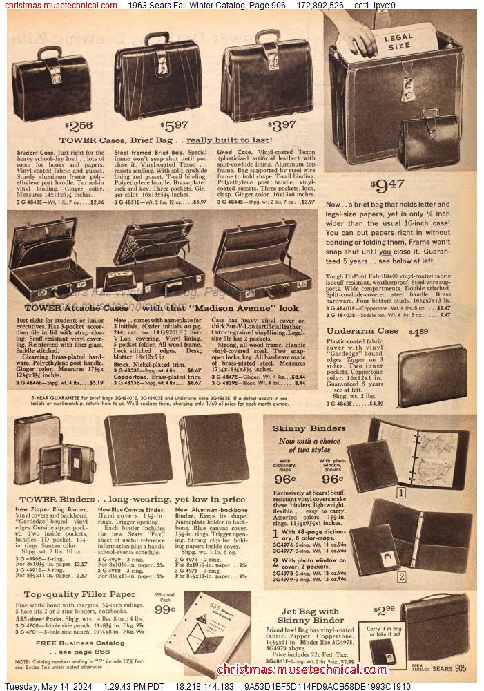 1963 Sears Fall Winter Catalog, Page 906