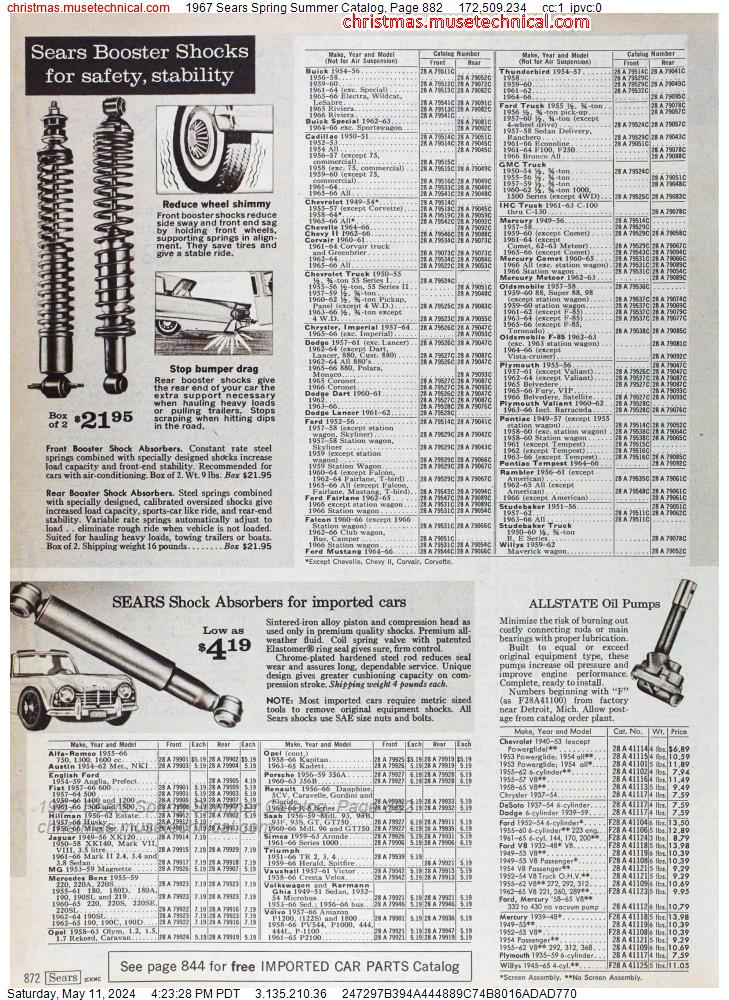 1967 Sears Spring Summer Catalog, Page 882