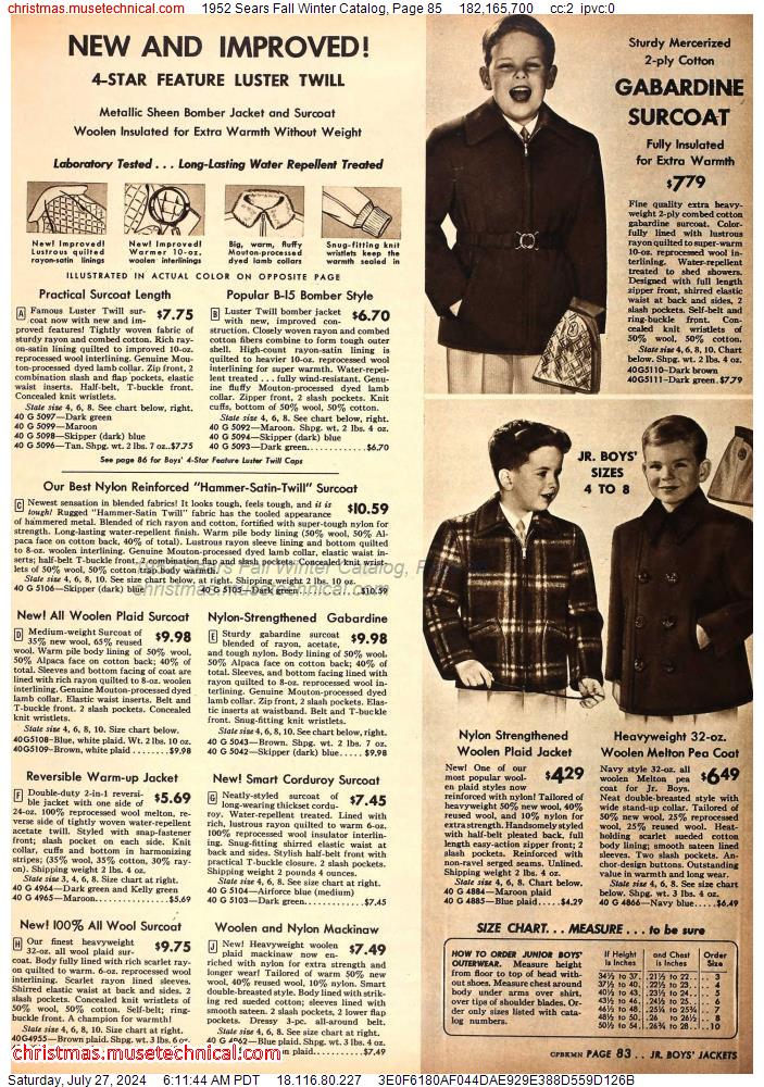 1952 Sears Fall Winter Catalog, Page 85