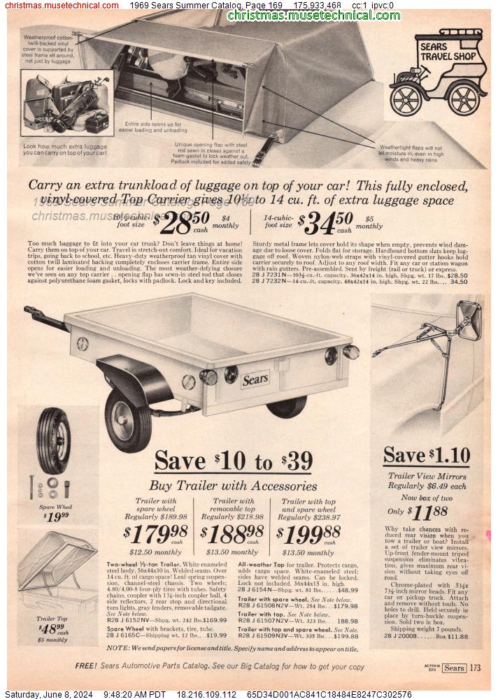 1969 Sears Summer Catalog, Page 169