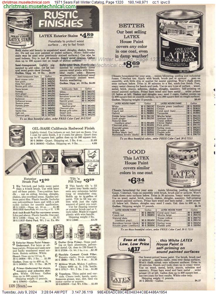 1971 Sears Fall Winter Catalog, Page 1320