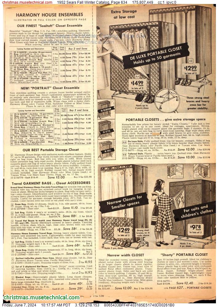 1952 Sears Fall Winter Catalog, Page 634