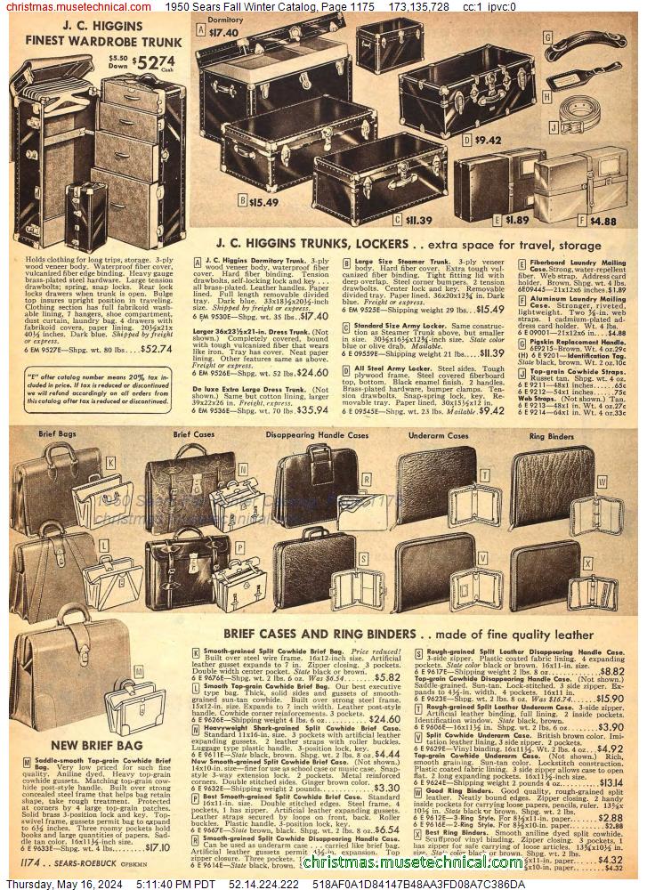 1950 Sears Fall Winter Catalog, Page 1175
