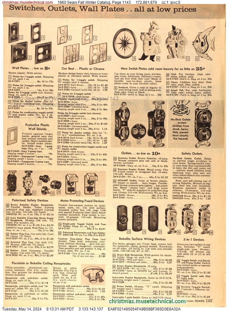 1960 Sears Fall Winter Catalog, Page 1143