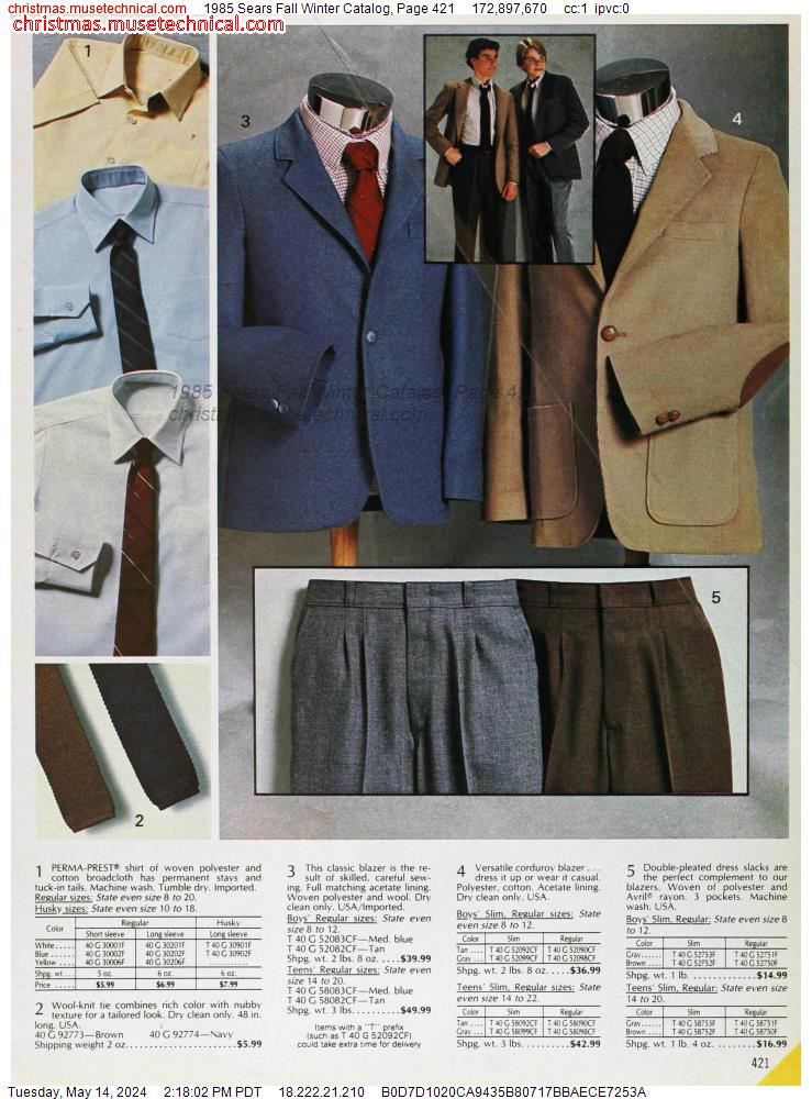 1985 Sears Fall Winter Catalog, Page 421