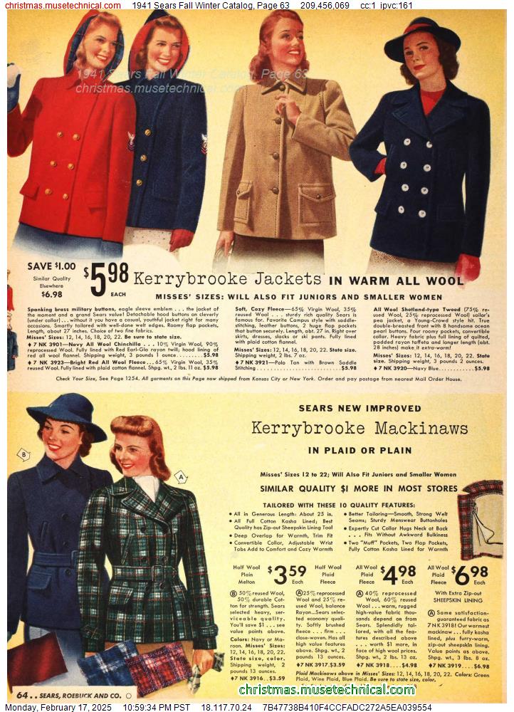 1941 Sears Fall Winter Catalog, Page 63