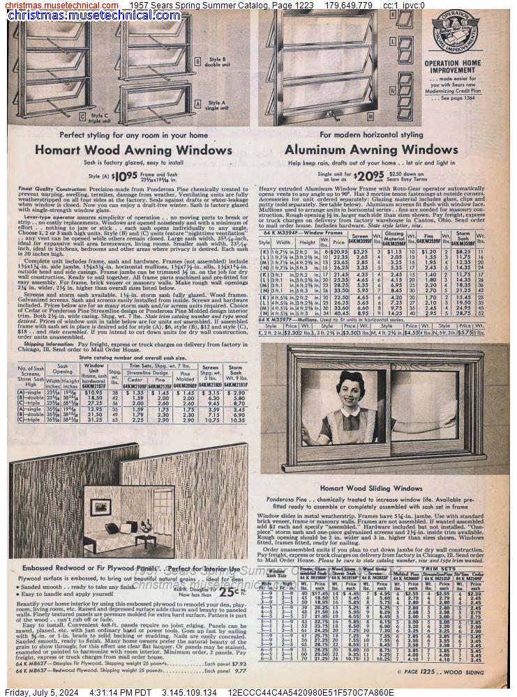 1957 Sears Spring Summer Catalog, Page 1223