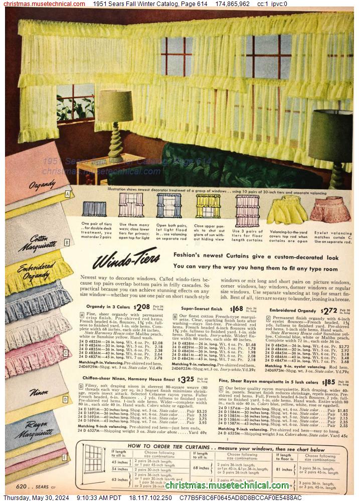 1951 Sears Fall Winter Catalog, Page 614