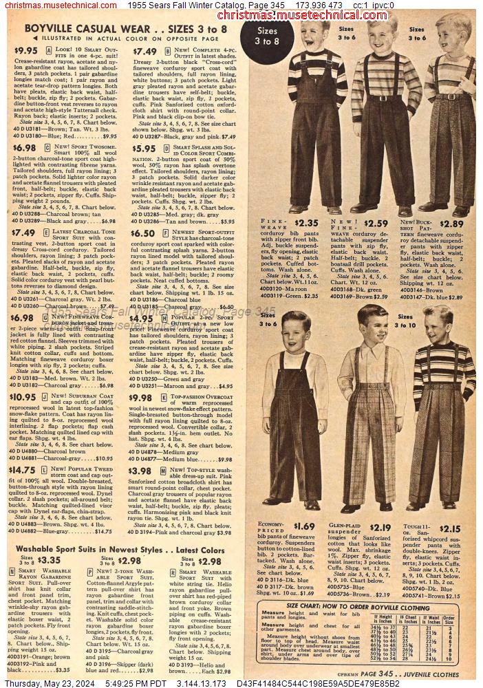 1955 Sears Fall Winter Catalog, Page 345