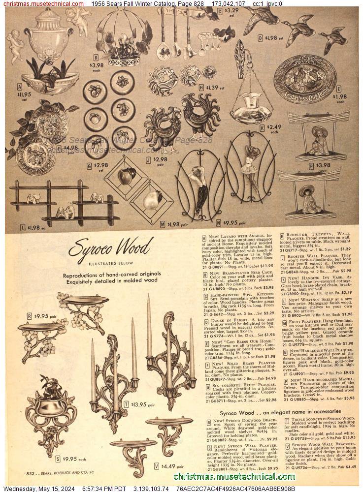 1956 Sears Fall Winter Catalog, Page 828