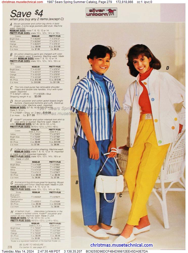 1987 Sears Spring Summer Catalog, Page 279