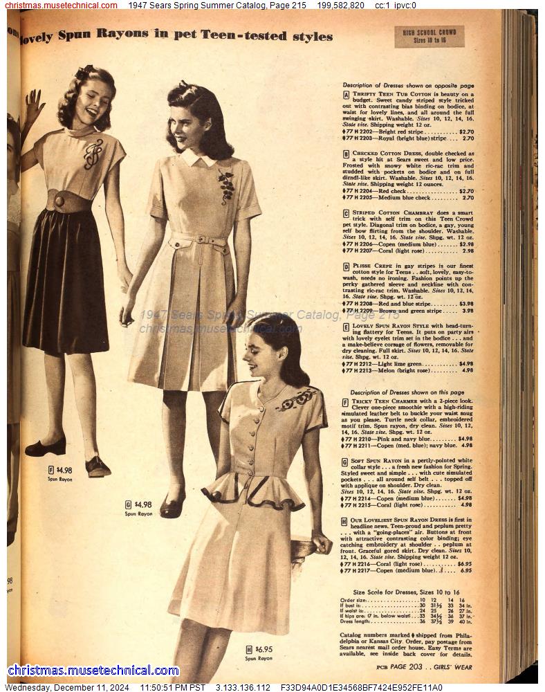 1947 Sears Spring Summer Catalog, Page 215